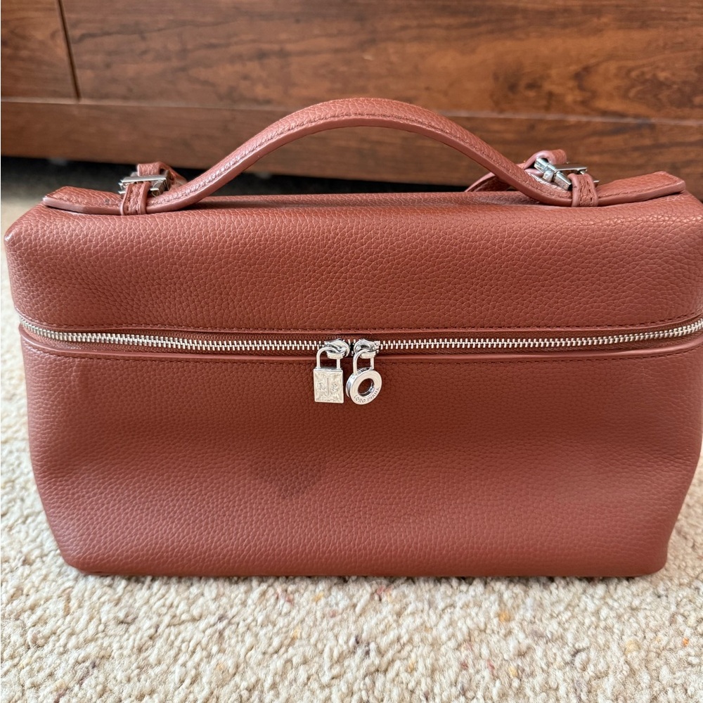 Loro Piana Tan Leather Cosmetic Bag